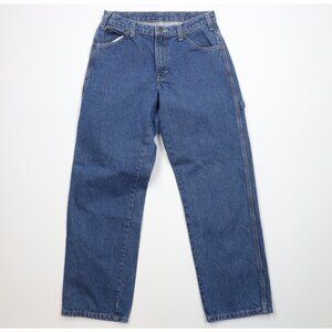 Vintage Y2K Dickies Mens 30x30 Faded Wide Leg Dungaree Denim Jeans Blue Cotton